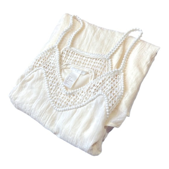 H&M Women’s Sleeveless Cotton V-Neck Shift Cream Dress Size 4 - Picture 10 of 10